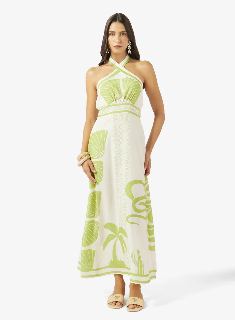 Soleira Halter Neck Printed Beach Dress