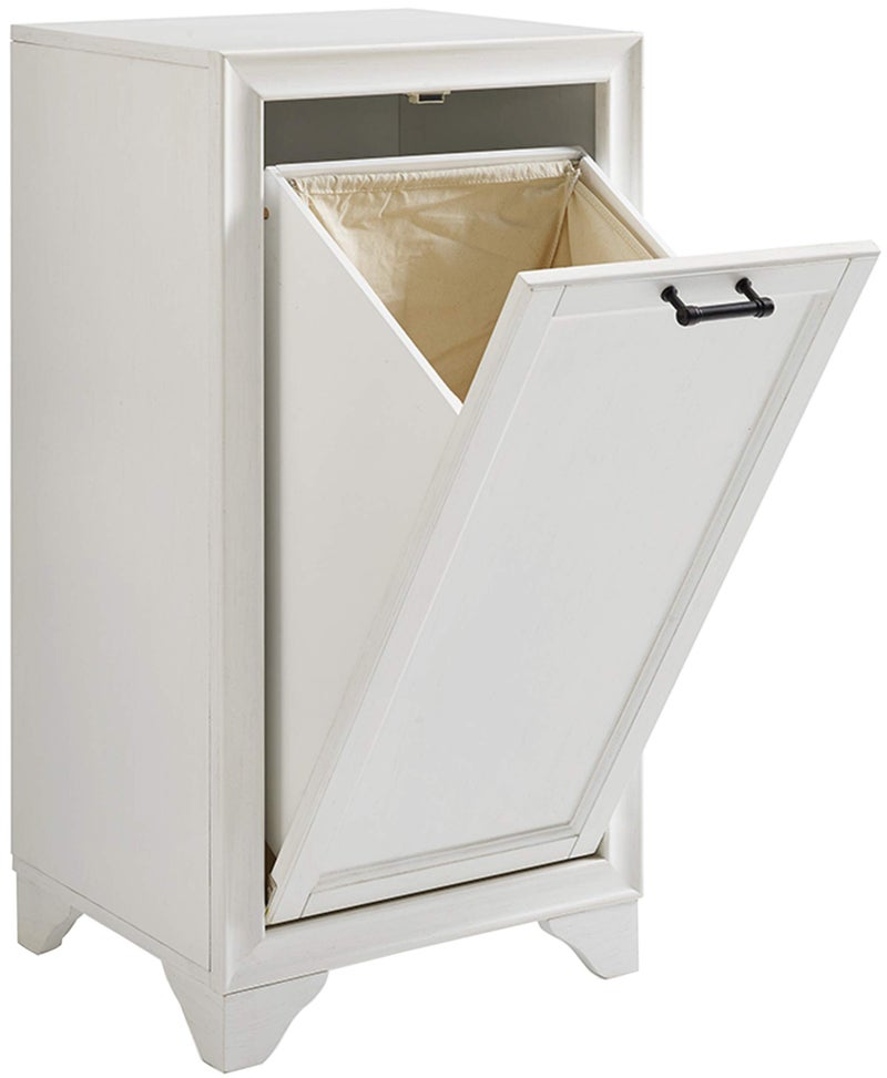 Crosley Furniture Crosley Furniture Tara Laundry Hamper with Linen Sorting Bag Bathroom Storage and Organization Vintage White 