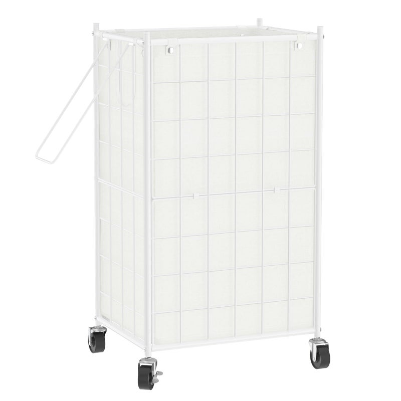 WOWLIVE Laundry Hamper with Wheels,Metal Wire Frame Rolling Laundry Basket with Removable bag,100L Dirty Clothes Hamper Organizer Dorm Room Storage for Bedroom,Bathroom,White - Image 1