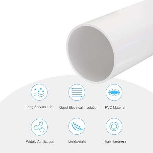 MECCANIXITY أنبوب دائري صلب من PVC MECCANIXITY 101.6 مم ID 110 مم OD 20 سم/8" طول أبيض عالي التأثير لأنابيب المياه، الحرف اليدوية - Image 3