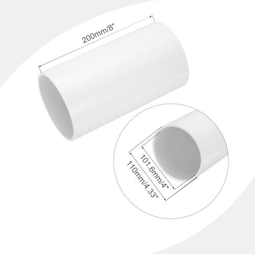 MECCANIXITY أنبوب دائري صلب من PVC MECCANIXITY 101.6 مم ID 110 مم OD 20 سم/8" طول أبيض عالي التأثير لأنابيب المياه، الحرف اليدوية - Image 2