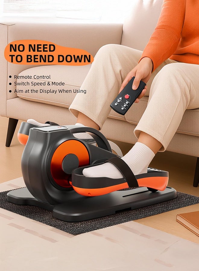 والالا جهاز تمارين الساق الإهليلجية الكهربائي تحت المكتب، مع جهاز تحكم عن بعد، مناسب لتمارين الساق لكبار السن، 12 وضعًا تلقائيًا و12 وضعًا هادئًا قابلًا للتعديل، برتقالي - Image 5