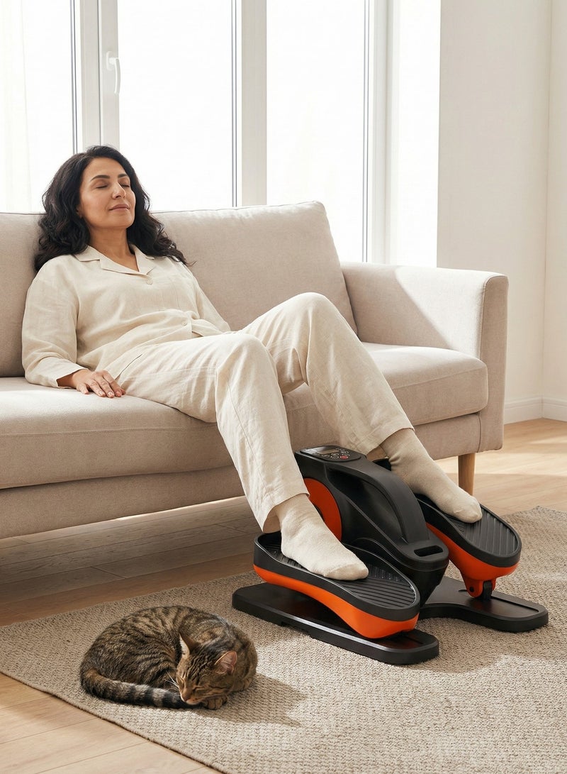 WALALLA Under Desk Elliptical Machine, Electric Ellipse Leg Exerciser with Remote,Suitable for Leg Exercises for Elderly People, 12 Auto Modes &12 Adjustable Quiet, Orange - Image 1