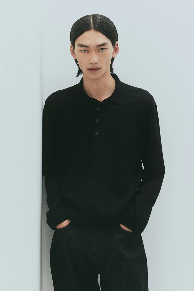 H&M Regular Fit Fine-knit polo shirt