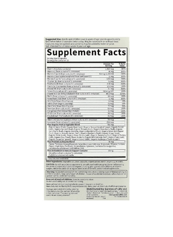 Garden of Life Garden of Life, Vitamin Code®, Family, Whole Food Multivitamin, 120 Vegetarian Capsules  - Image 2