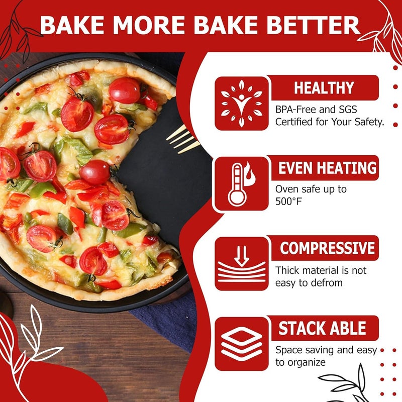 ROYALDEALS - RD ROYALDEALS - RD 9-Inch Round Pizza Tray for Baking | BPA Free Non-Stick Carbon Steel Pizza Pan for Oven, Heat Resistant & Easy to Clean, Pizza Baking Tray for Microwave Oven, Pack of 1 - Image 2