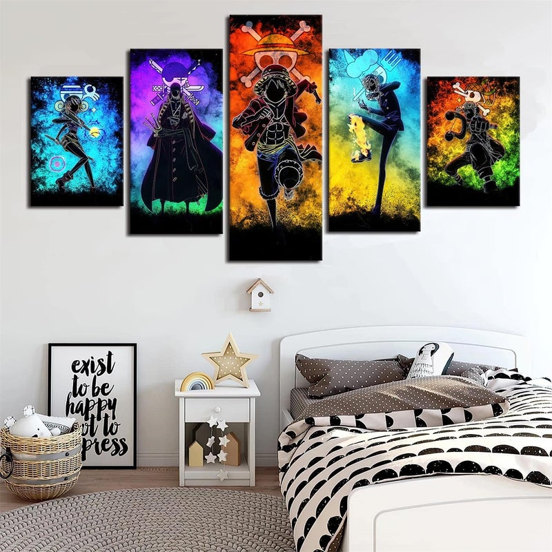 BPA One Piece Poster one piece wanted posters， Anime Canvas Wall Art luffy wanted poster HD Print Painting Decoration Pictures Modern for Living Bathroom Room Dining Room Home Decor 5 Pieces Unframed - Image 3