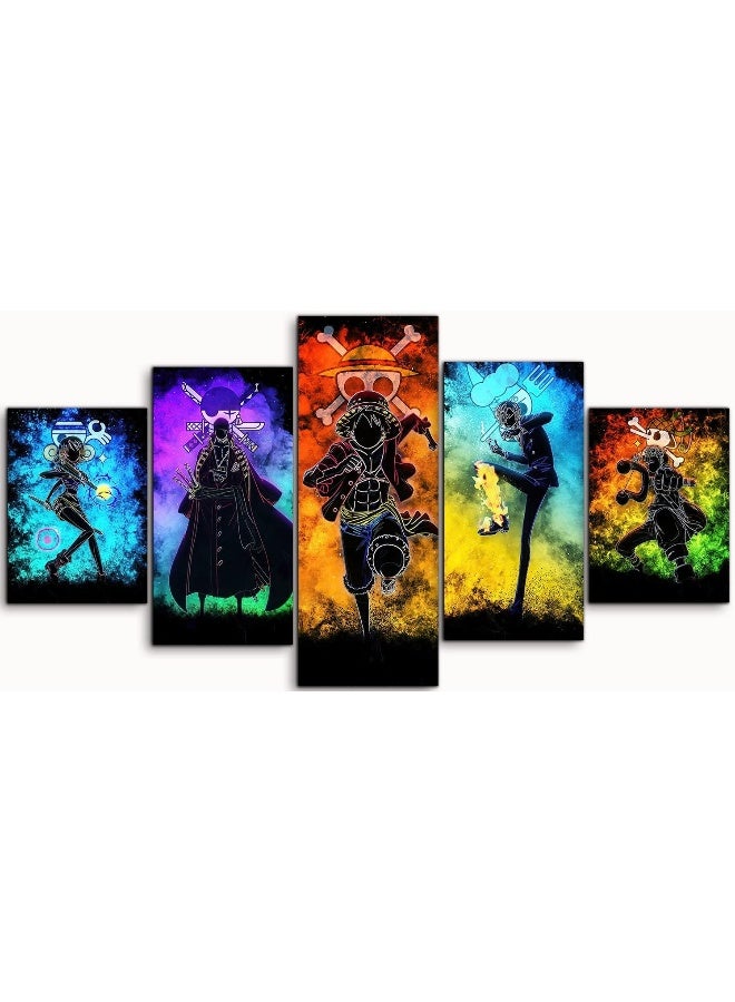 BPA One Piece Poster one piece wanted posters， Anime Canvas Wall Art luffy wanted poster HD Print Painting Decoration Pictures Modern for Living Bathroom Room Dining Room Home Decor 5 Pieces Unframed - Image 1
