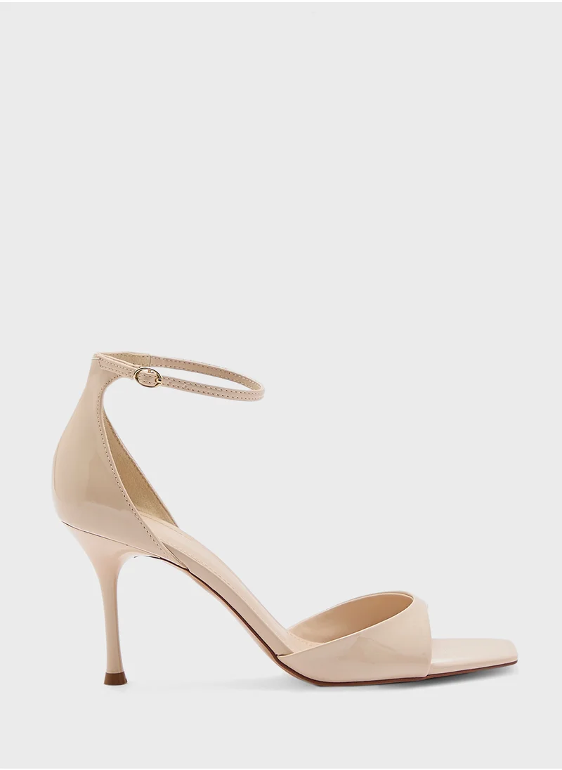 مانجو Patent Leather Effect Heeled Sandal