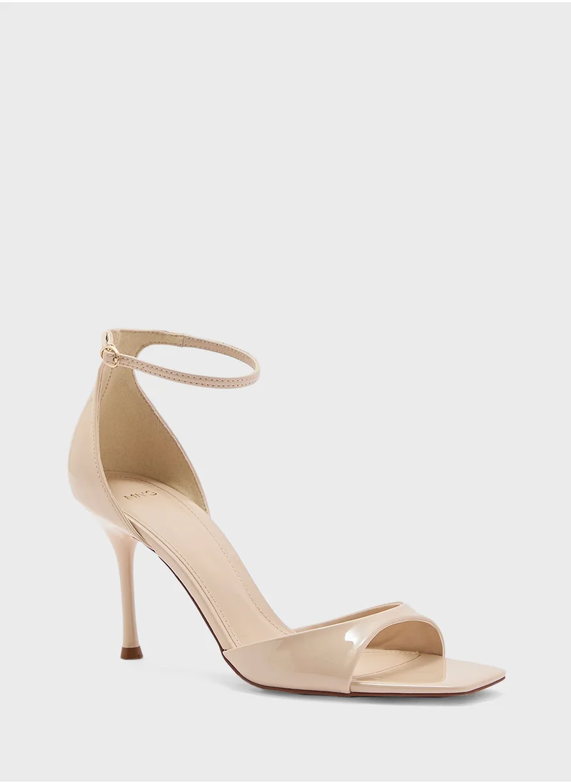 مانجو Patent Leather Effect Heeled Sandal