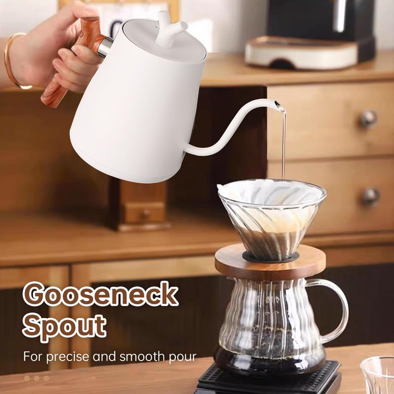 Perfin Electric Gooseneck Kettle 1L 1000W Water Kettle for Pour-over Coffee & Tea, 304 Stainless Steel Coffee and Tea Pot, Constant Temperature Coffee Kettle(White) (White) - Image 3