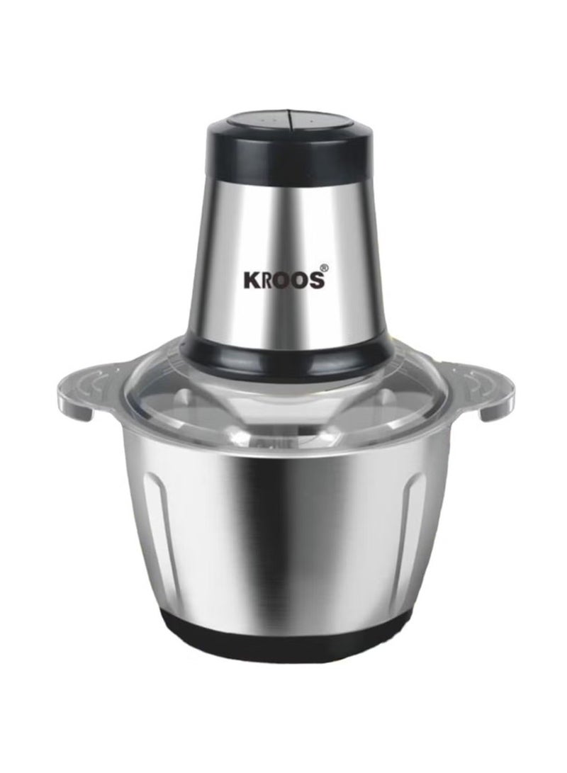 كروس مفرمة طعام كهربائية 300 واط بسعة 2 لتر - محرك نحاس كامل وكوب من الفولاذ المقاوم للصدأ مع أجزاء قابلة للفصل لسهولة التنظيف - Image 1