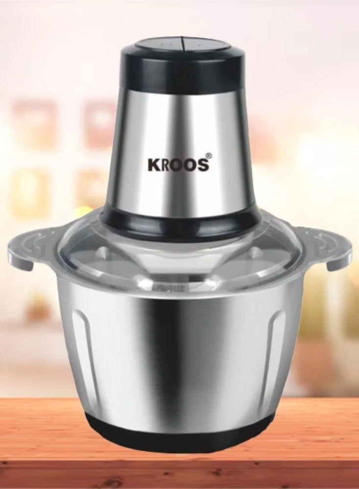 كروس مفرمة طعام كهربائية 300 واط بسعة 2 لتر - محرك نحاس كامل وكوب من الفولاذ المقاوم للصدأ مع أجزاء قابلة للفصل لسهولة التنظيف - Image 2