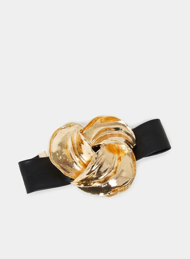Styli Gold Knot Black Choker Bracelet