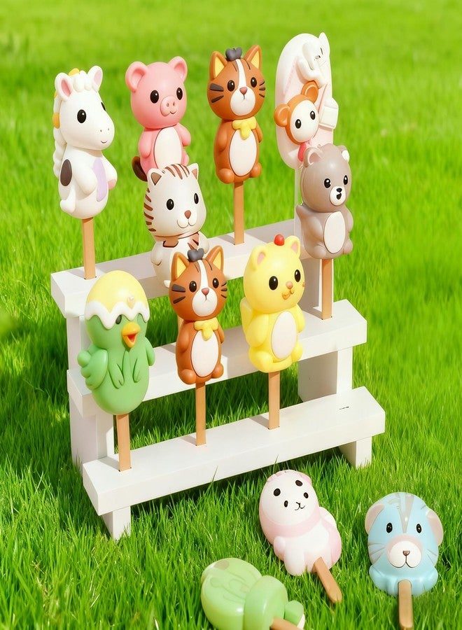 UCEHIPAW 2 Pcs Cake Pop Stand with 50 Pcs 2 mm Lollipop Sticks 3 Tier 12 Holes White Wooden Rectangle Candy Display Holder for Baby Shower Wedding Birthday Party - Image 4