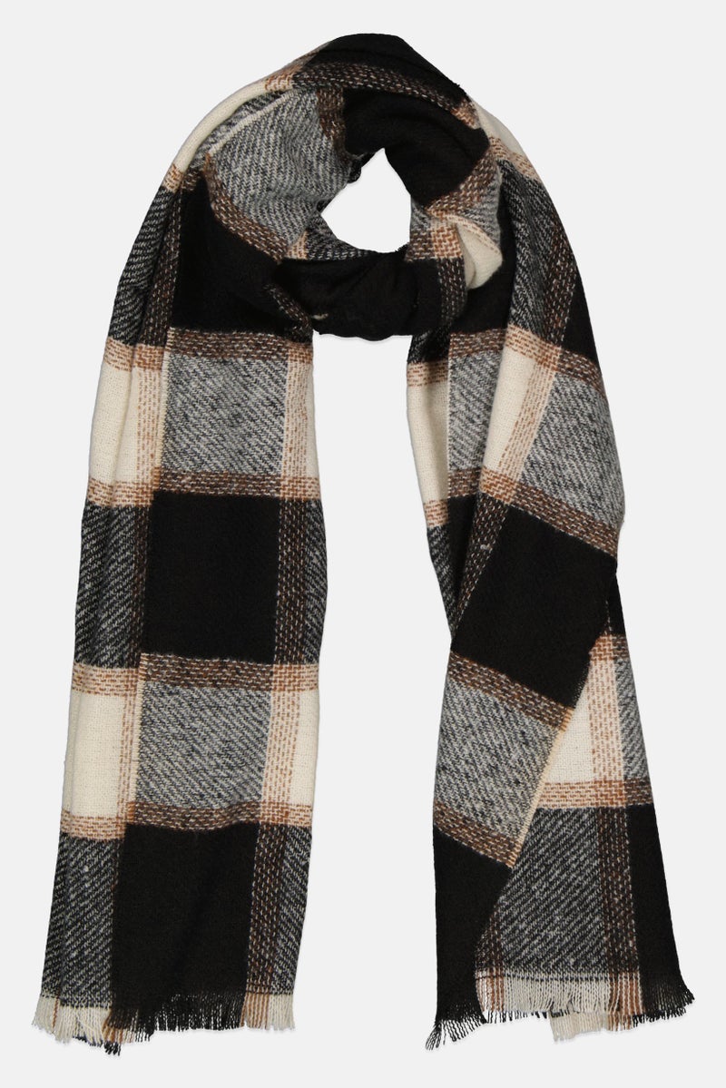 Caracol Women Plaid Poncho 180 x 73 cm, Black/White  - Image 1