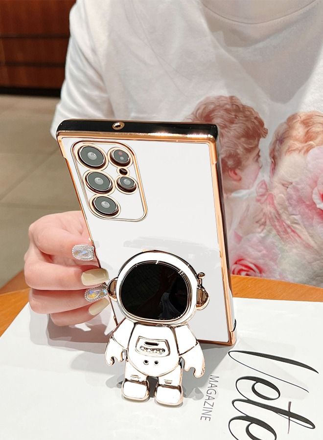 GROIC Phone Case for Samsung Galaxy S23 Ultra 6.8" 6D Electroplating Astronaut Phone Case Hidden Stand Protective Cover Astronaut Folding Bracket Phone Case with Camera Protector - Image 3