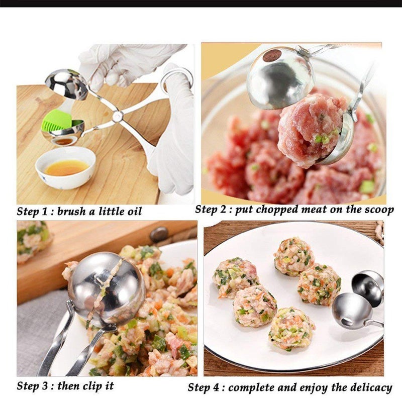 WedFeir 2 PCS None-Stick Meat Ballers, Stainless Steel Meat Baller Tongs, Cake Pop Meatball Maker Ice Tongs, Cookie Dough Scoop for Kitchen. (1.38" and 1.78") - Image 3