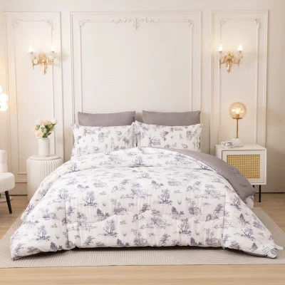 Donetella Printed Duvet Set, Queen Size Fits 180x200 cm - 4-Pcs Bed Set, Brushed Microfiber Fabric - 1 Duvet Cover, 1 Fitted Sheet, 1 Pillow Shams, 1 Pillowcases (Filler Not Included)