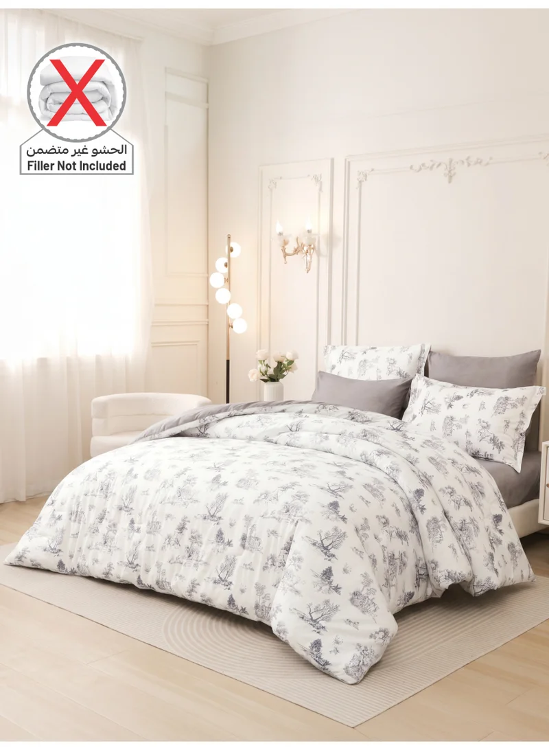 Donetella QUEEN (180x200 cm) Printed Duvet Set, Queen Size Fits 180x200 cm - 4-Pcs Bed Set, Brushed Microfiber Fabric - 1 Duvet Cover, 1 Fitted Sheet, 1 Pillow Shams, 1 Pillowcases (Filler Not Included)  | Best Price UAE