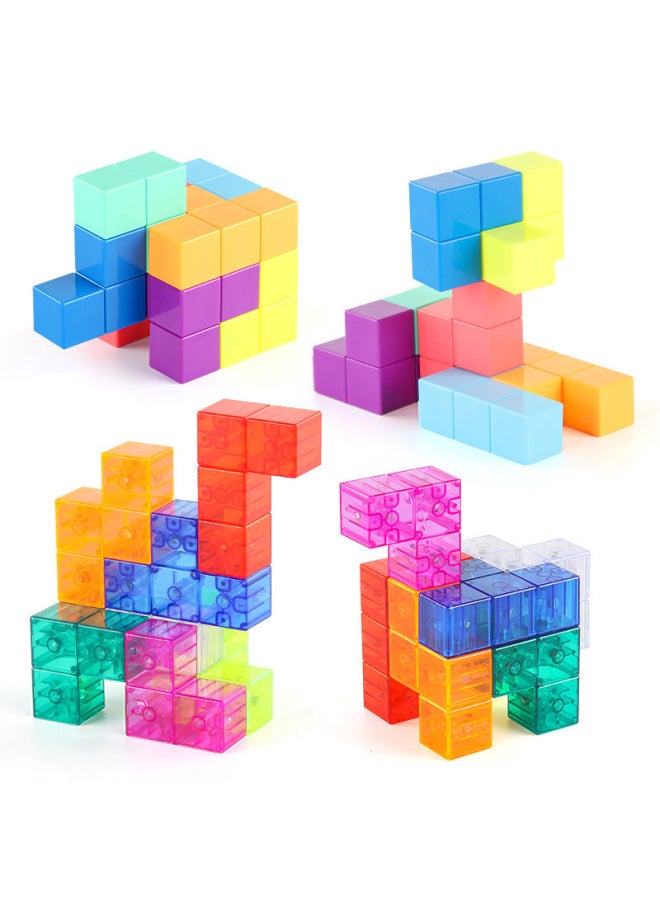 null - Transparent Magnetic Building Block Rubik's Cube Tangram Three-dimensional Puzzle Tetris Magnetic Rubik's Cube Building Block Toy-Color:Yj8392 Transparent-window Box English 214.4g - Image 1