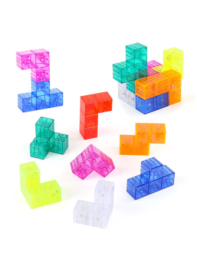 null - Transparent Magnetic Building Block Rubik's Cube Tangram Three-dimensional Puzzle Tetris Magnetic Rubik's Cube Building Block Toy-Color:Yj8392 Transparent-window Box English 214.4g - Image 1
