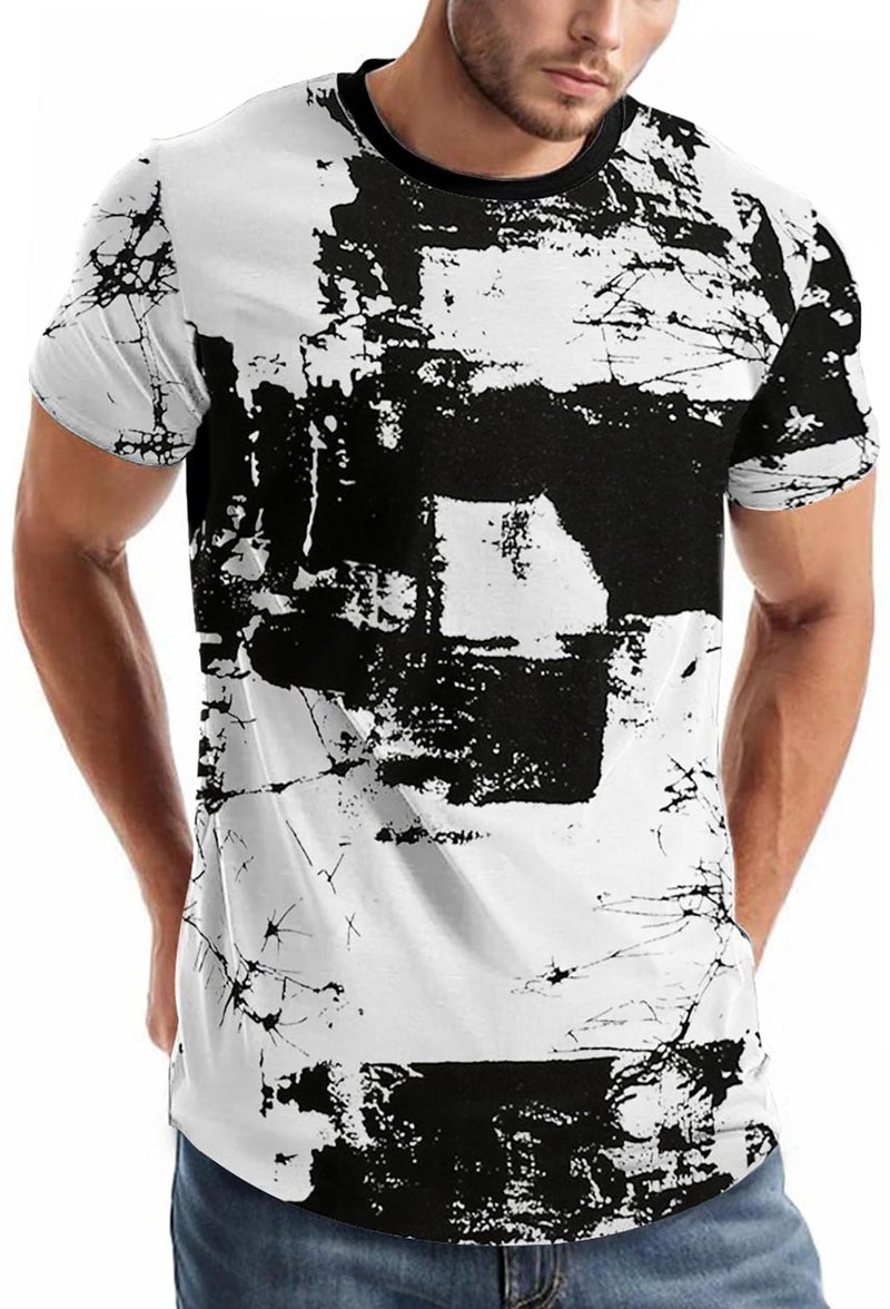 Keasmto Mens T Shirts Hip Hop Casual Stylish Cool Shirt Graphic Fashion Short Sleeve Novelty Tees T-Shirts Hipster Tops T-White-01 S - Image 1