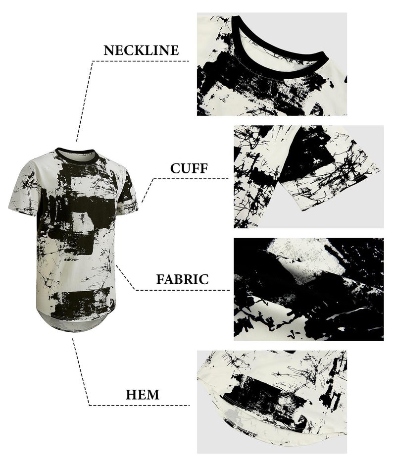 Keasmto Mens T Shirts Hip Hop Casual Stylish Cool Shirt Graphic Fashion Short Sleeve Novelty Tees T-Shirts Hipster Tops T-White-01 S - Image 5