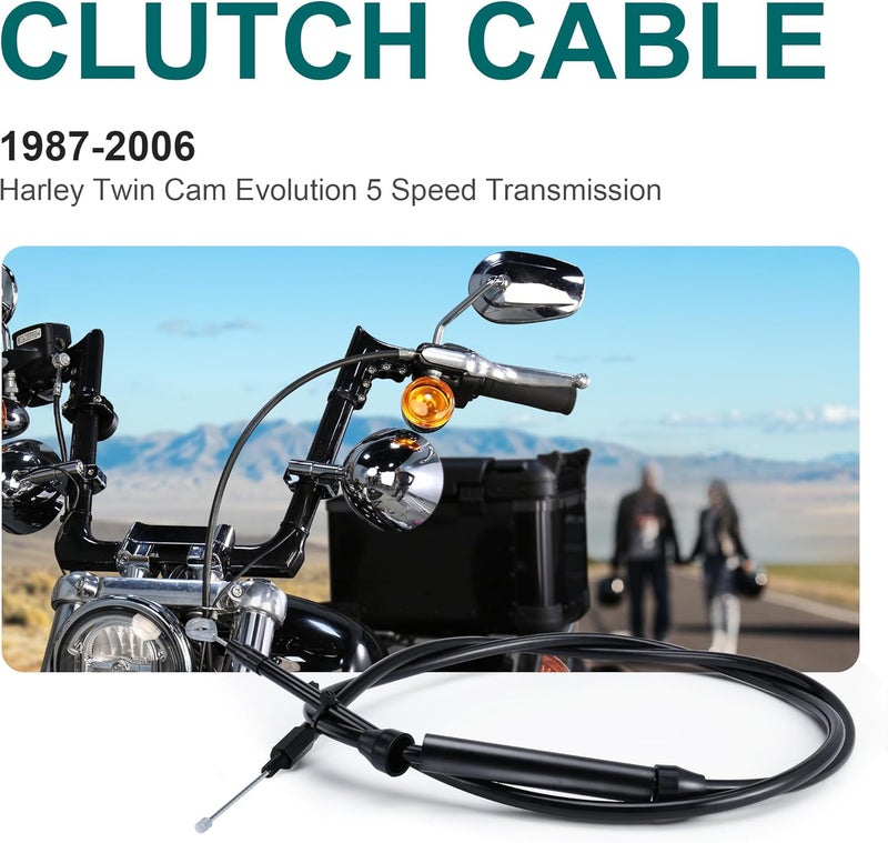 MoKitDora +12" Extended Length Clutch Cable for 1987-2006 Harley Touring Dyna Softail - Image 2
