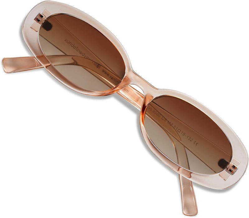 VANLINKER Polarized Retro Oval Sunglasses for Women and Men Small 90s Style VL9580 - Image 1