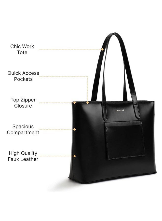 Fastrack PU Structured Tote Bag with Cut Work for Women, Girls and Ladies | College & Office Ready Tote Bag - Image 3