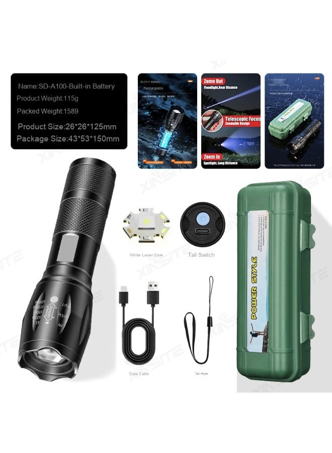 NIBEMINENT Powerful Rechargeable Outdoor LED Flashlight - Bright White Laser Torch
