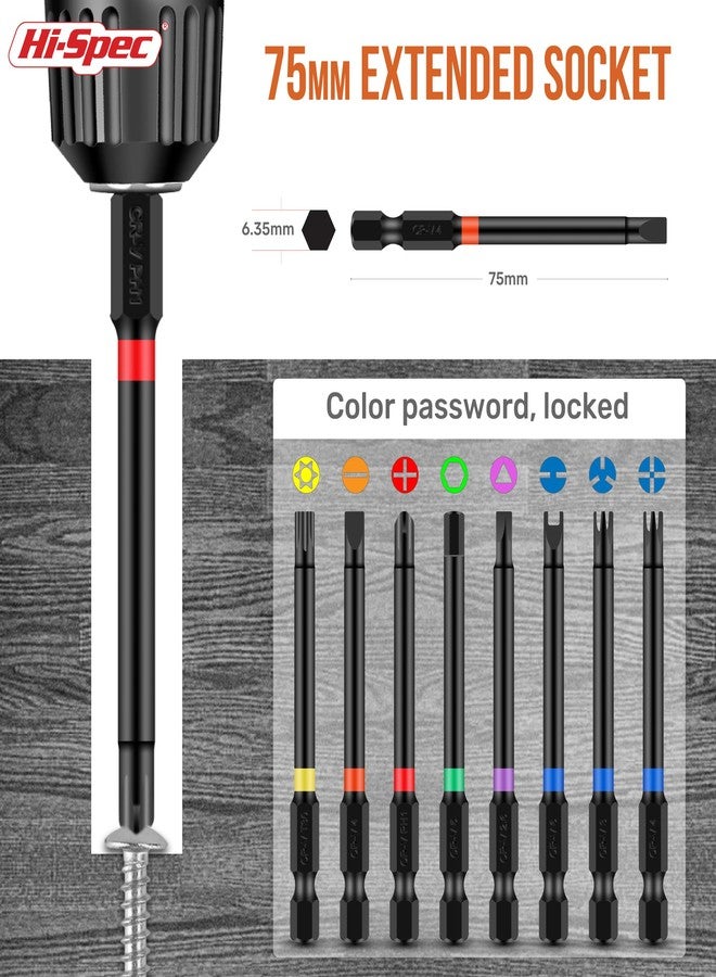 Hi-Spec 68pc Long Extended Screw Driver Bits and Mini Ratchet Wrench Handle Set. DIY Accessories Kit of 25 and 75mm Hex Shank Screwdriving Bits for Drill Drivers - Image 5