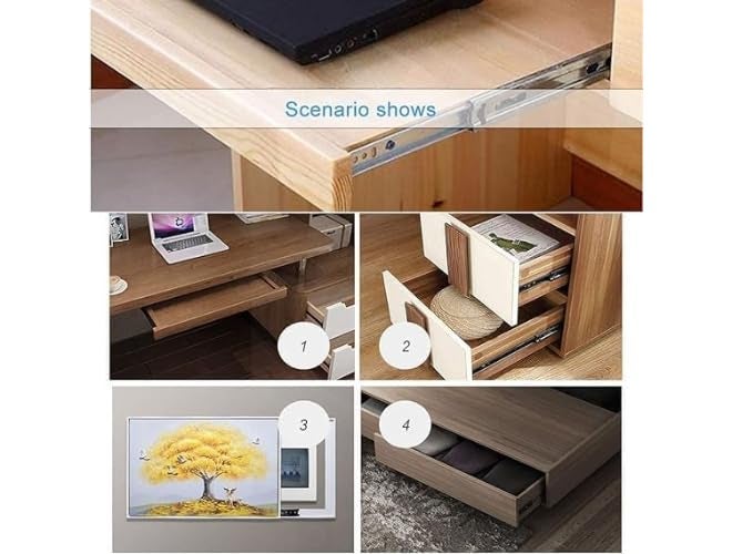 SAMEILI قناة درج مع قناة تلسكوبية، زوج 1 بطول 14" آلية درج مع تمديد كامل كرات محامل للأدراج الخشبية والمعدنية في المطبخ، خزانة الملابس - Image 5