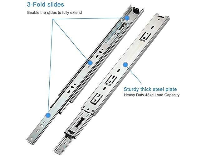 SAMEILI قناة درج مع قناة تلسكوبية، زوج 1 بطول 14" آلية درج مع تمديد كامل كرات محامل للأدراج الخشبية والمعدنية في المطبخ، خزانة الملابس - Image 4