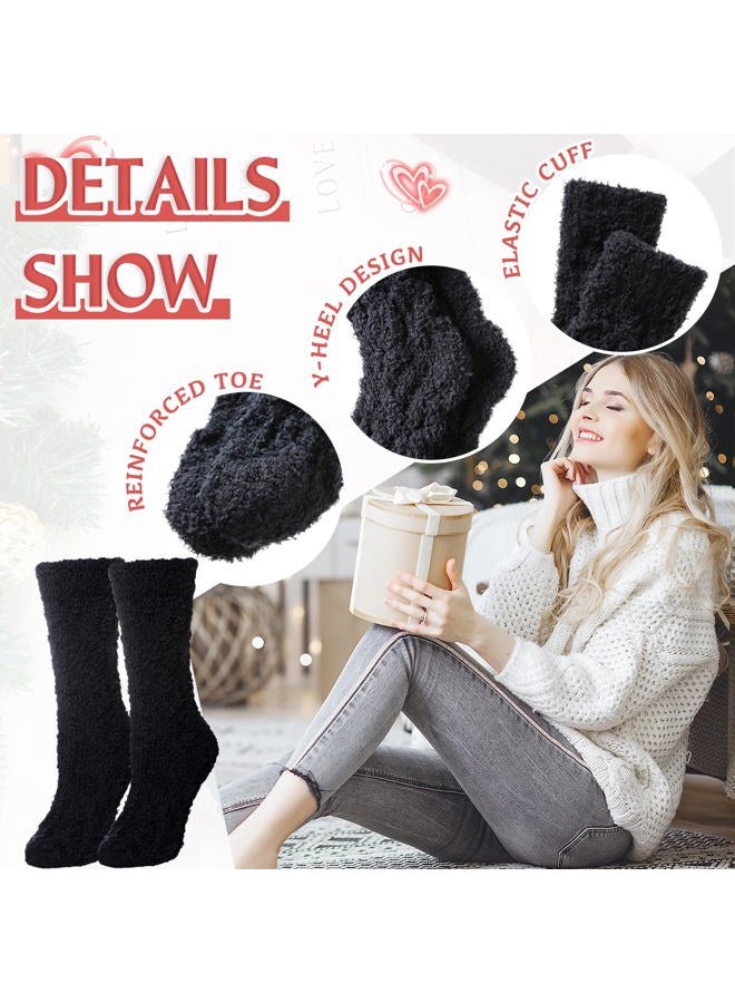 Eyean Womens Fuzzy Socks Soft Warm Fluffy Socks Winter Sleep Thermal Plush Casual Cozy Home Socks, 5 Pairs Colors 03, One size - Image 5