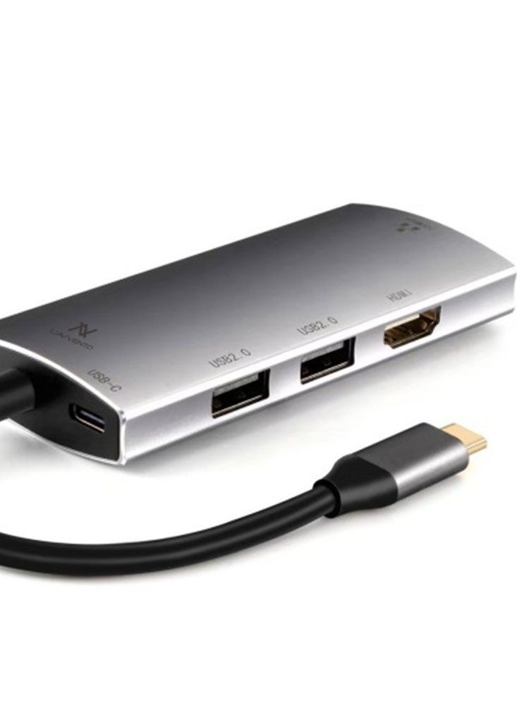 L'avvento - L'AVVENTO (US016) Type-C Hub 5in 1 - 2 USB 2.0, HDMI 4K RJ45 87W PD Power Output - Image 1