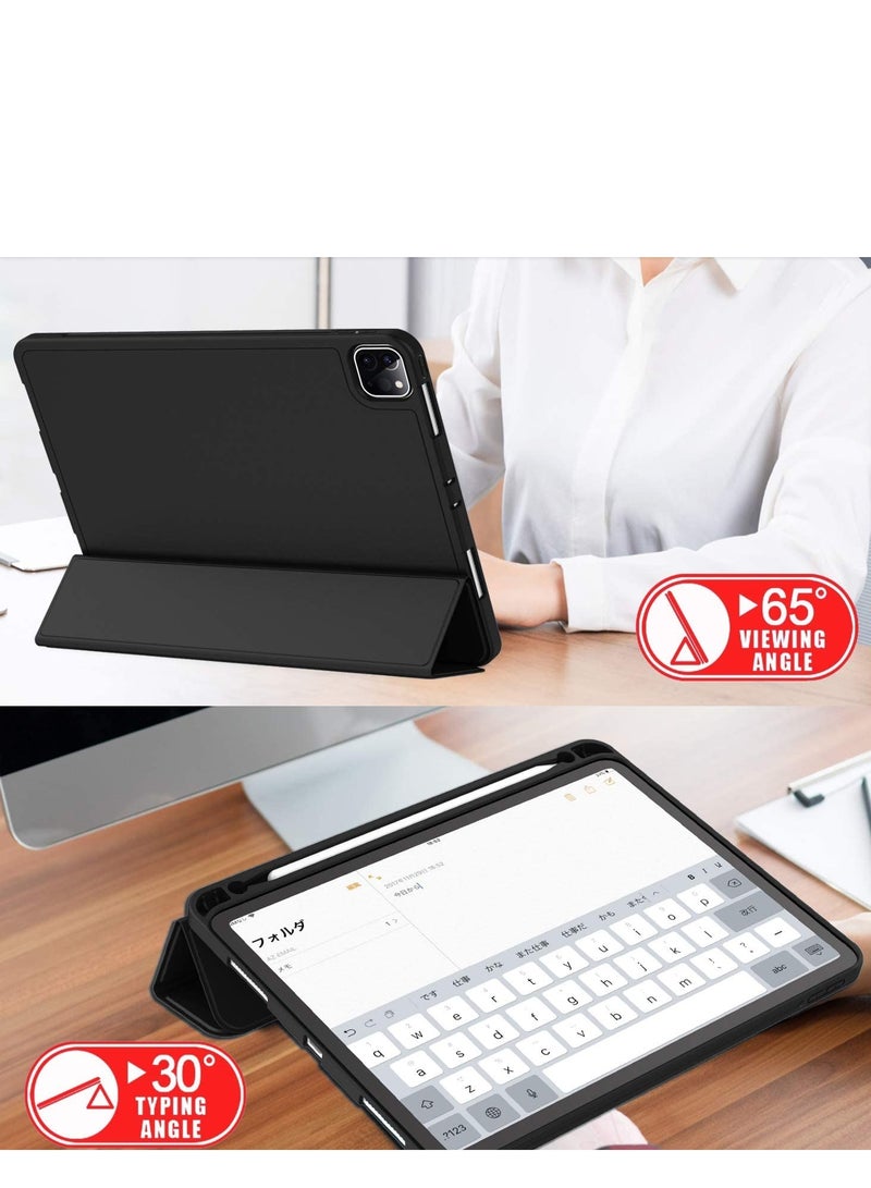 iPad Pro 12.9 Case 2020 with Pencil Holder (4th Generation), Premium Protective Case Cover with Soft TPU Back and Auto Sleep/Wake Feature for 2020/2018 iPad Pro 12.9 (Black)