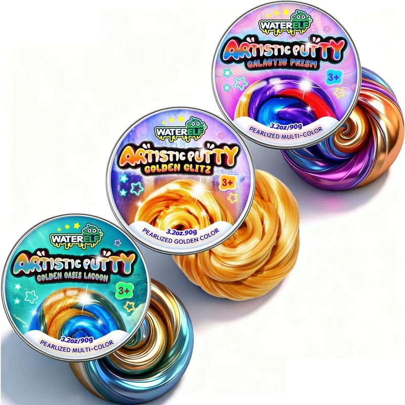 WATERELF 3Pc Play Putty Slime for Kids Fidget Sensory Artistic Therapy Putty Toys for Boys Girls Adults Stress Relief NonSticky Each 311 Inch 32 Oz - Image 3