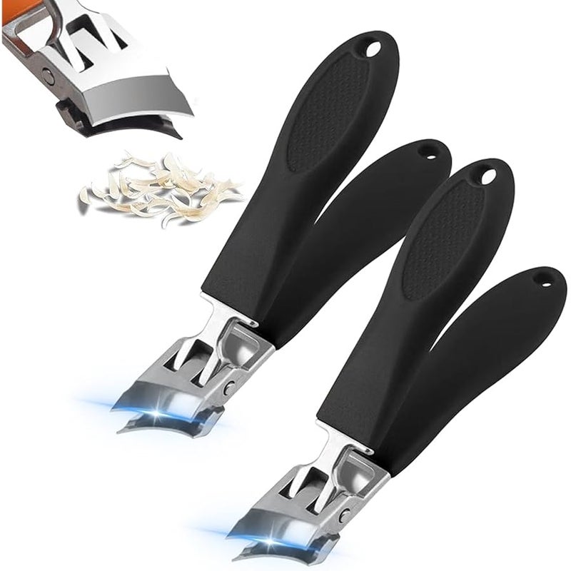 Fauppt Wide Jaw Opening Anti-Splash Slanted Nail Clipper,2026 Fingernail and Toenail Clippers Cutters for Seniors Women Men,Slanted Nail Clipper Nail Clippers for Home Use (black-2pcs) - Image 1