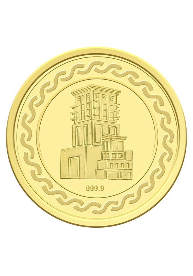 FK Jewellers 2g Gold Coin with Flower & UAE Heritage Building Design - 2 Grams 24KT 999.9 Purity - Image 1