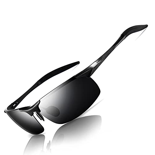 SUNGAIT Men's HD Polarized Sunglasses for Driving Fishing Cycling Running Metal Frame UV400 (Black, Gray) - Image 1