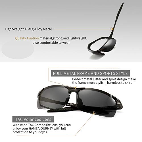SUNGAIT Men's HD Polarized Sunglasses for Driving Fishing Cycling Running Metal Frame UV400 (Black, Gray) - Image 4