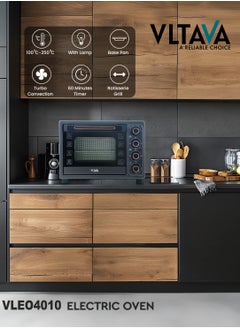 VLTAVA 48 Liter Electric Oven With Convection Rotisserie Functions & Inner Light, 100-250 Degree Celsius Adjustable Temperature/Perfect For Roasting/Cooking/ 1800W - VLEO4010 Black  - Image 2
