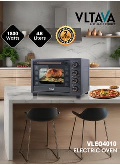 VLTAVA 48 Liter Electric Oven With Convection Rotisserie Functions & Inner Light, 100-250 Degree Celsius Adjustable Temperature/Perfect For Roasting/Cooking/ 1800W - VLEO4010 Black  - Image 3