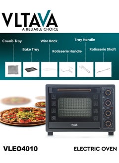 VLTAVA 48 Liter Electric Oven With Convection Rotisserie Functions & Inner Light, 100-250 Degree Celsius Adjustable Temperature/Perfect For Roasting/Cooking/ 1800W - VLEO4010 Black  - Image 4