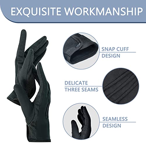 Fittia Black Parade Gloves with Grip: Non-Slip for Men & Women with Snap Cuff, Breathable Cotton, Costume Honor Guard Gloves, 1 Pair - Image 3