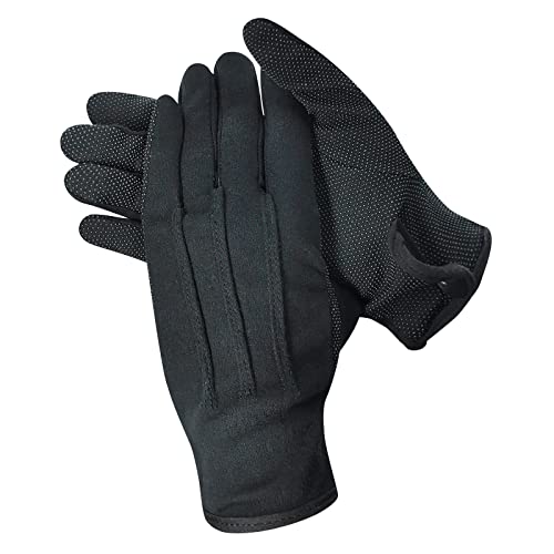 Fittia Black Parade Gloves with Grip: Non-Slip for Men & Women with Snap Cuff, Breathable Cotton, Costume Honor Guard Gloves, 1 Pair - Image 1