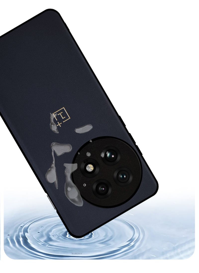 2Packs Case Cover for OnePlus 13 Premium Leather, Elegant Protection, Quad-Camera Precision Cutout with 3D Shockproof Screen Protector - Dark Blue