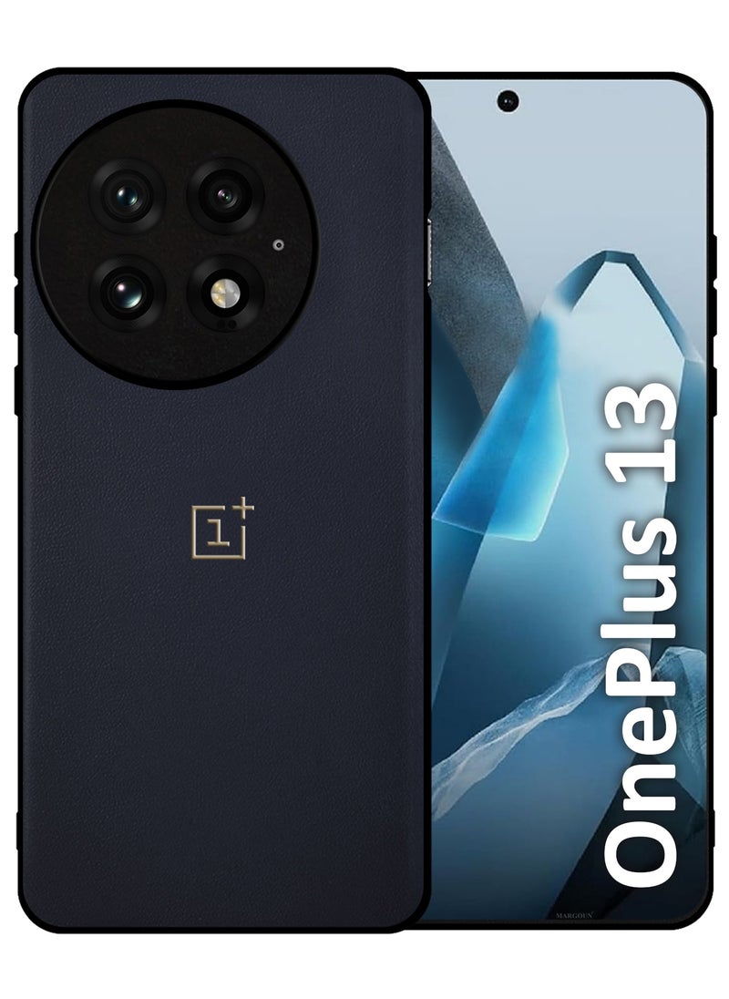 2Packs Case Cover for OnePlus 13 Premium Leather, Elegant Protection, Quad-Camera Precision Cutout with 3D Shockproof Screen Protector - Dark Blue